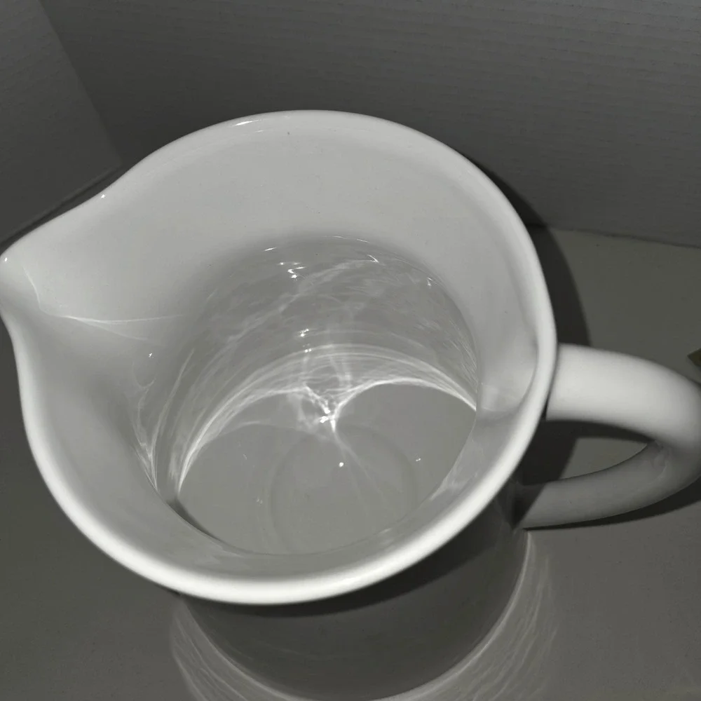 Faria Bento  White Ceramic Tall Pitcher Carafe Water Coffee Tea Server, Jug Vase